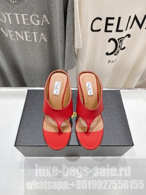 Alaïa CUBE THONG MULES IN LAMBSKIN RED
