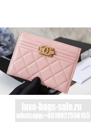 Chanel Caviar Leather Boy Card Holder A84431 Pink