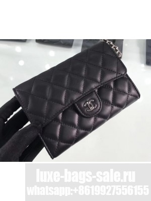 Chanel Lambskin Classic Clutch with Chain Bag A84512 Black/Silver