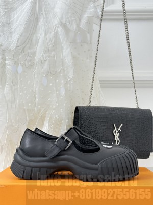Louis Vuitton Ruby Flat Derby Mary Jane Shoes in Glazed Leather 2023 014
