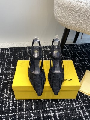 Fendi Women's Colibri Mesh Slingback Sandals Black 2024