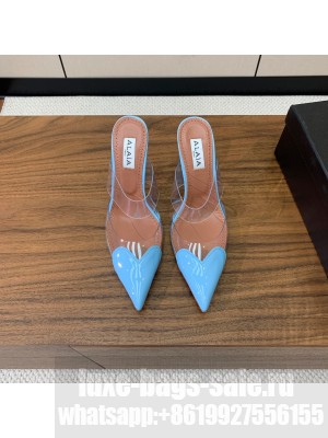 Alaïa LE CŒUR MULES IN PATENT CALFSKIN BLUE