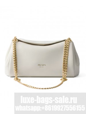 Prada Doux Medium Leather Shoulder Bag 1BD395 Cream