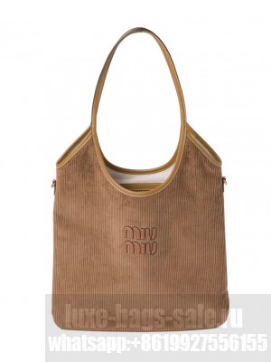 Miumiu IVY Corduroy Shopping Bag Coffee