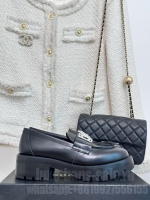Chanel Lambskin Heel Loafers 5.5cm with Framed CC 2023 018