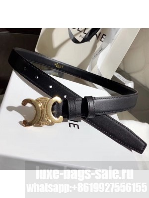 Celine Width 2.5cm Caflskin Belt With Brass Buckle Black 2020 Collection