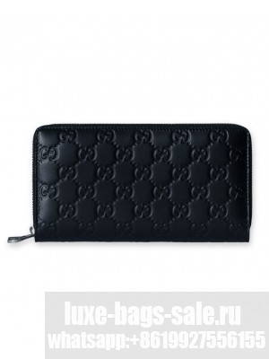 Gucci GG Emblem Collection Full-Zip Wallet Black