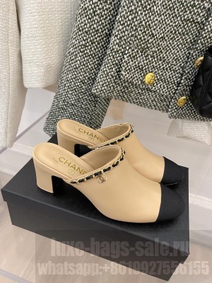 Chanel Heel 4.5cm Chain Mule Beige Spring 2022 Collection