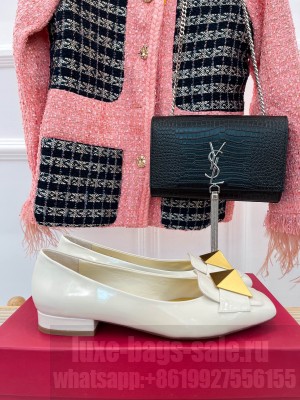 VALENTINO ONE STUD FLATS WHITE