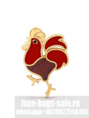 Van Cleef & Arpels Lucky Animals Rooster Clip Red