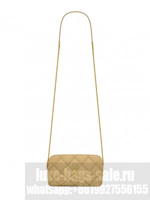 Saint Laurent Double Zip Pouch In Quilted Lambskin 6089411 Apricot