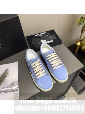 Saint Laurent Canvas YSL Unisex Court Classic Sneakers Embroidered with Saint Laurent 010 2021 Collection