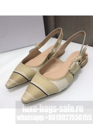 Dior J'Adior Slingback Ballerina Flat in Beige Stripes Embroidered Cotton Spring/Summer 2021 Collection