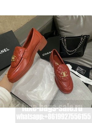 CHANEL CC LOGO AND QUILTING FLAP LOAFERS WHITE Spring/Summer 2021 Collection Red