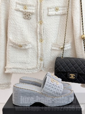 Chanel Thick-soled Chain CC Slide Mule Grey 2025 