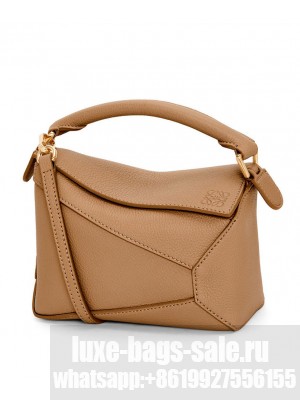 Loewe Mini Puzzle Bag In Soft Grained Calfskin Coffee