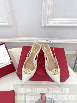 Valentino Garavani The Bold Edition Vlogo Slingback 60mm Sandals In White Calfskin 2025