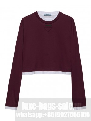 Prada Women's Long-sleeved Jersey T-shirt Mauve