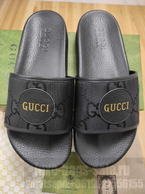 Gucci Unisex Off The Grid GG Nylon Flat Slide Sandals 2022 Collection,Black