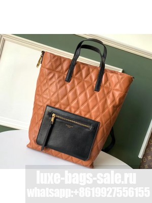 Givenchy Shopper Tote Backpack Bag in Diamond Quilted Leather Brown