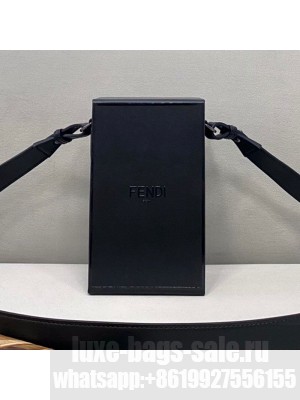 Fendi Wood and Leather Vertical Box Mini Bag Black  2021 Collection