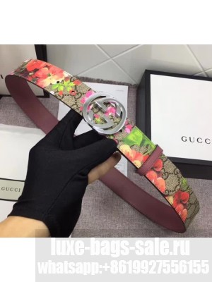 Gucci GG Blooms Belt 3.7cm Width Silver Hardware ‎370543 Pink
