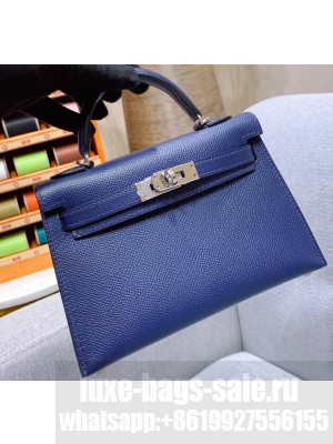 Hermes Mini Kelly II Bag in Original Epsom Leather Royal Blue