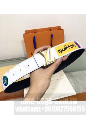 Louis Vuitton Men's LV Logos Initiales 40mm Belt White/Gold 2019 Collection