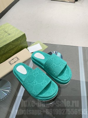 GUCCI Women's GG platform sandal Cotton Sponge 2022 Collection,Green