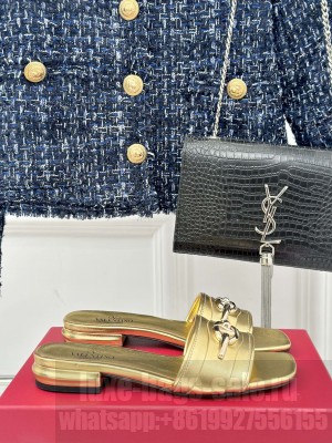 Valentino VLogo The Bold Edition Slip-On Sandals gold