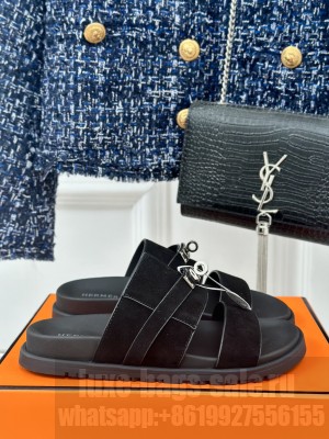 Hermes Unisex Jackson Flat Slides Sandal with Kelly Buckle 04