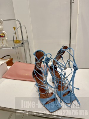 Amina Muaddi DAISY 9.5cm Lampskin blue sandals
