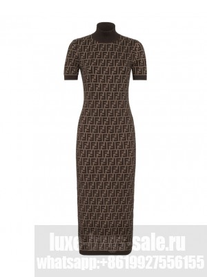 Fendi Women's FF Cotton Dress Brown
