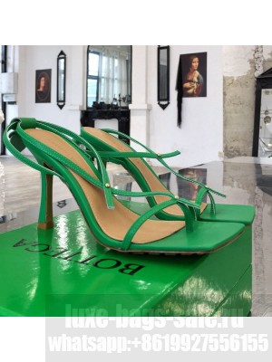 Bottega Veneta Stretch Lambskin Strap Sandals 9cm Green  2021 Collection 06