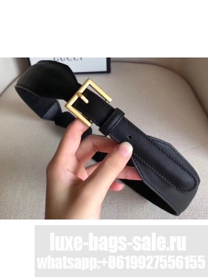 Gucci Leather Belt with Horsebit 600636 Black