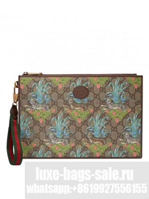 Gucci Tiger Print GG Pouch 688378 Green