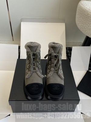 Chanel Lace-up Snow Boot Green 2024