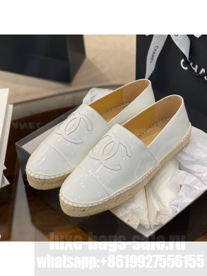 Chanel CC Patent Leather Espadrilles White Spring/Summer 2021 Collection 58