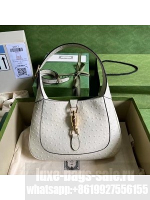 GUCCI JACKIE 1961 SMALL SHOULDER BAG Ostrich pattern 636709 white