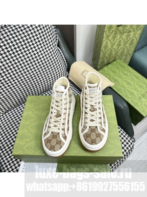 Gucci GG Embroidered High-top Platform Sneakers 5cm 2023 09