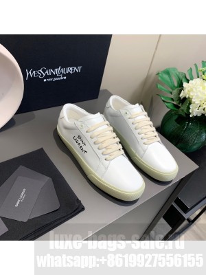 Saint Laurent White Embroidered Calfskin Sneakers 04 2021 Collection