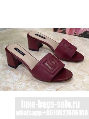 Dolce & Gabbana Heel 6.5cm Calfskin Mules Burgundy With DG Millennials Logo 2021