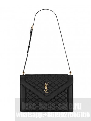 Saint Laurent Gaby Satchel In Quilted Lambskin Black