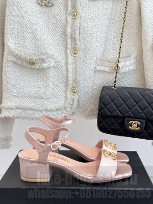 Chanel Silk CC 5cm Sandals Beige 2025 