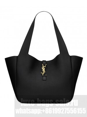 Saint Laurent Bea Tote In Grained Leather Black