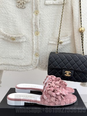 Chanel mules suede Kidskin & Strass light pink G46231 2025