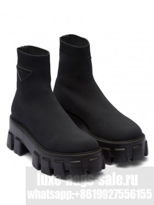 Prada Women's Monolith Knit Booties 1T115N Black