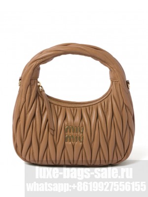 Miumiu Wander Matelasse Nappa Leather Hobo Bag Coffee