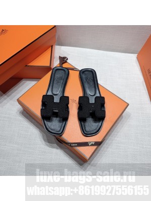 Hermes Oran Flat slippers with rhinestone 058 2021 Collection