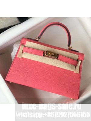 Hermes Mini Kelly II Handbag in Original Epsom Leather Rouge Pink(Gold Hardware) Collection